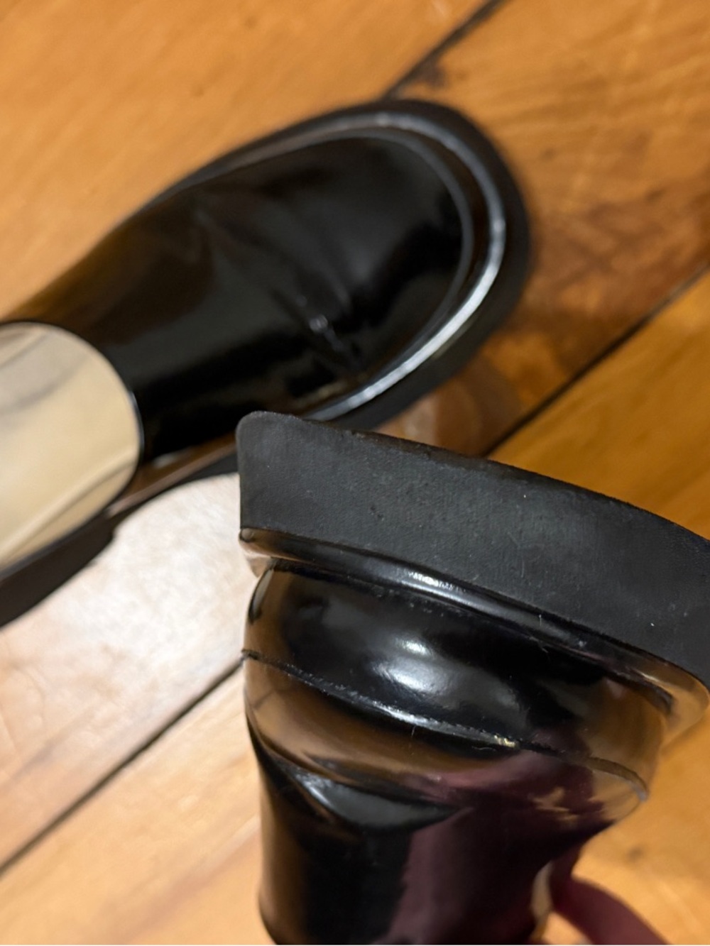 Wandler Rosa Black Gloss Leather Backless Loafers - Picture 7 of 10